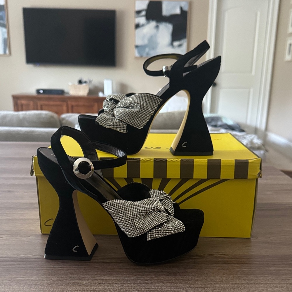 Circus by Sam Edelman Black and Silver Platform Heels
